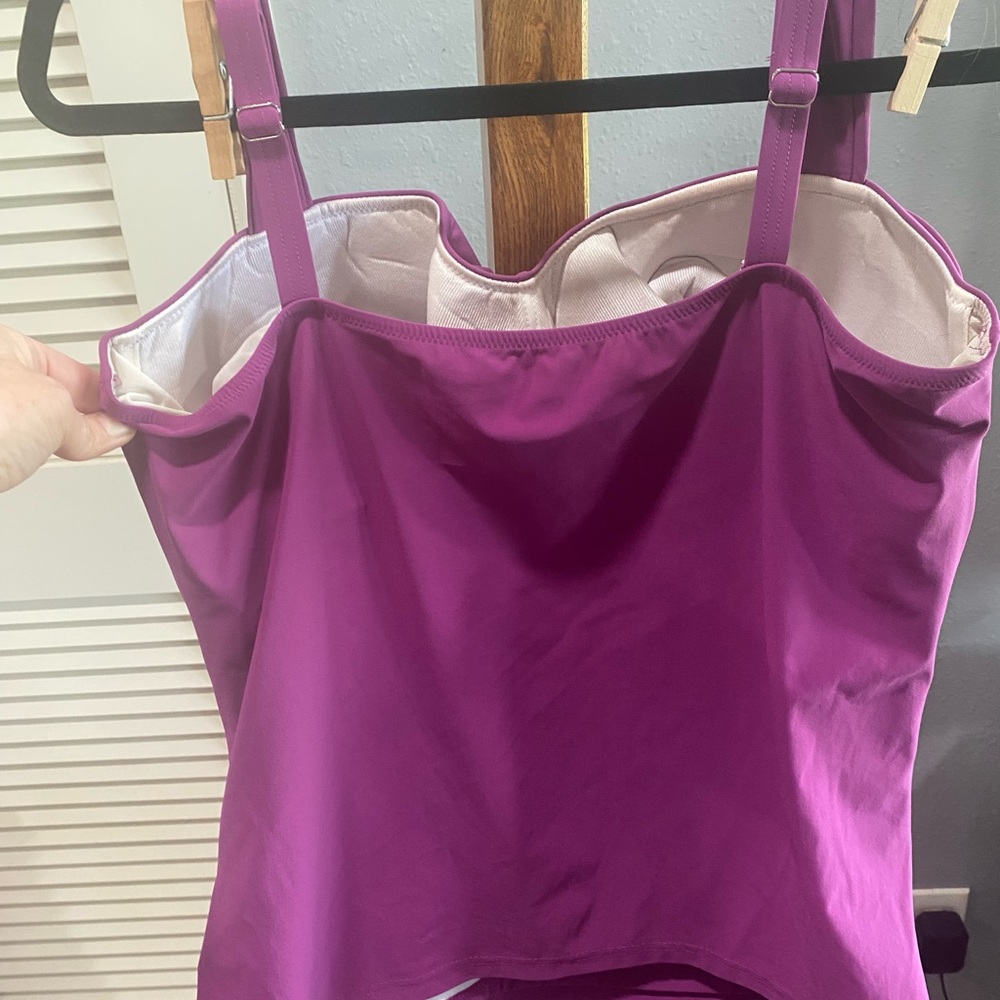 Purple Ruched Tankini Top and skirt bottom - Picture 5 of 9